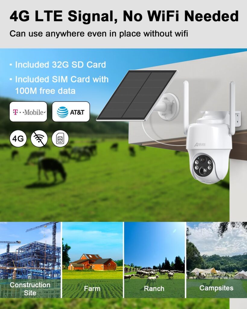 thumbnail image 2 of ANRAN Solar Battery Powered WiFi Security Camera – 2K/3MP, Night Vision, 2-Way Audio, 9600mAh Battery 2 of 2